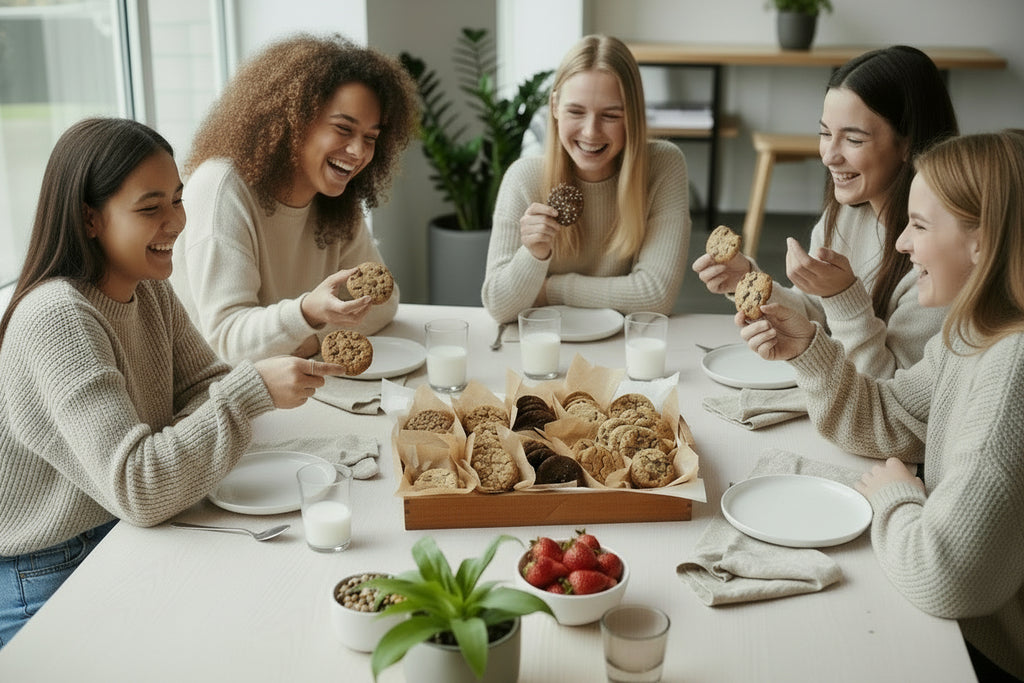 girls holding cookiies
