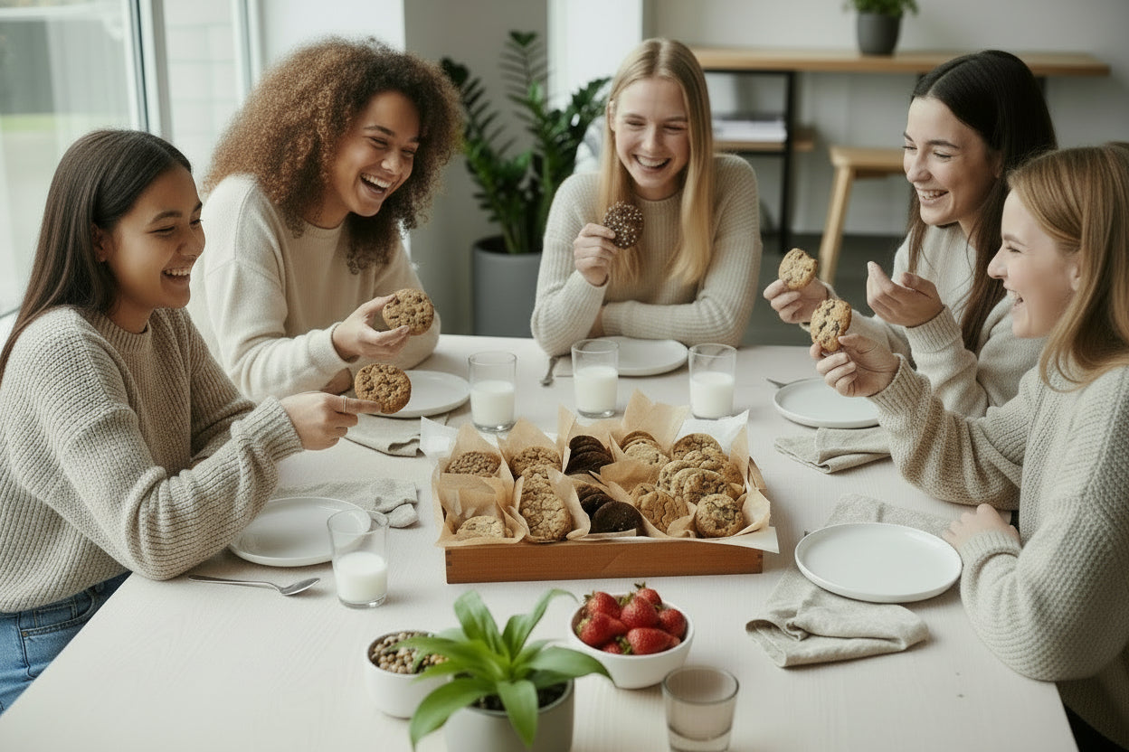 girls holding cookiies