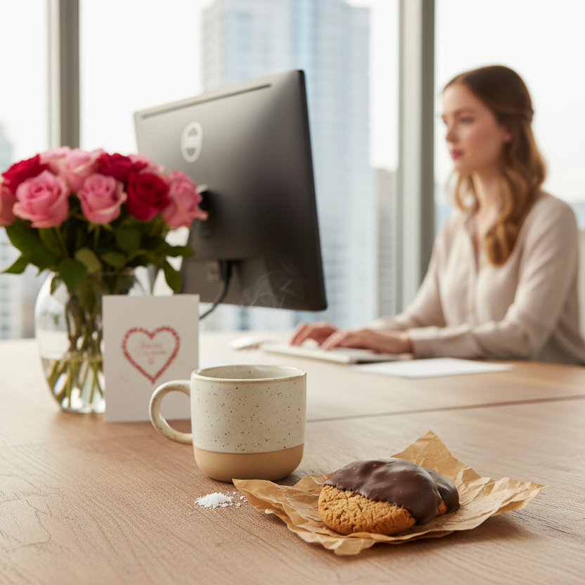 Chocolate Dipped Salted Caramel Cookie in Stunning Setting