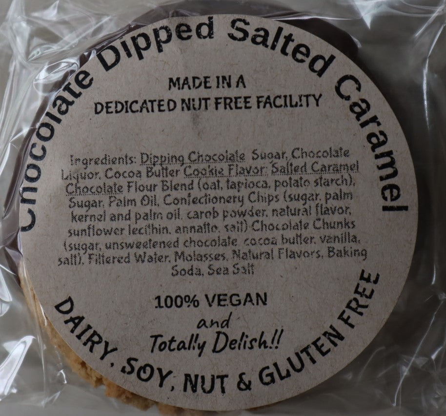 Chocolate Dipped Salted Caramel Allergy Friendly and Gluten Free Cookie
