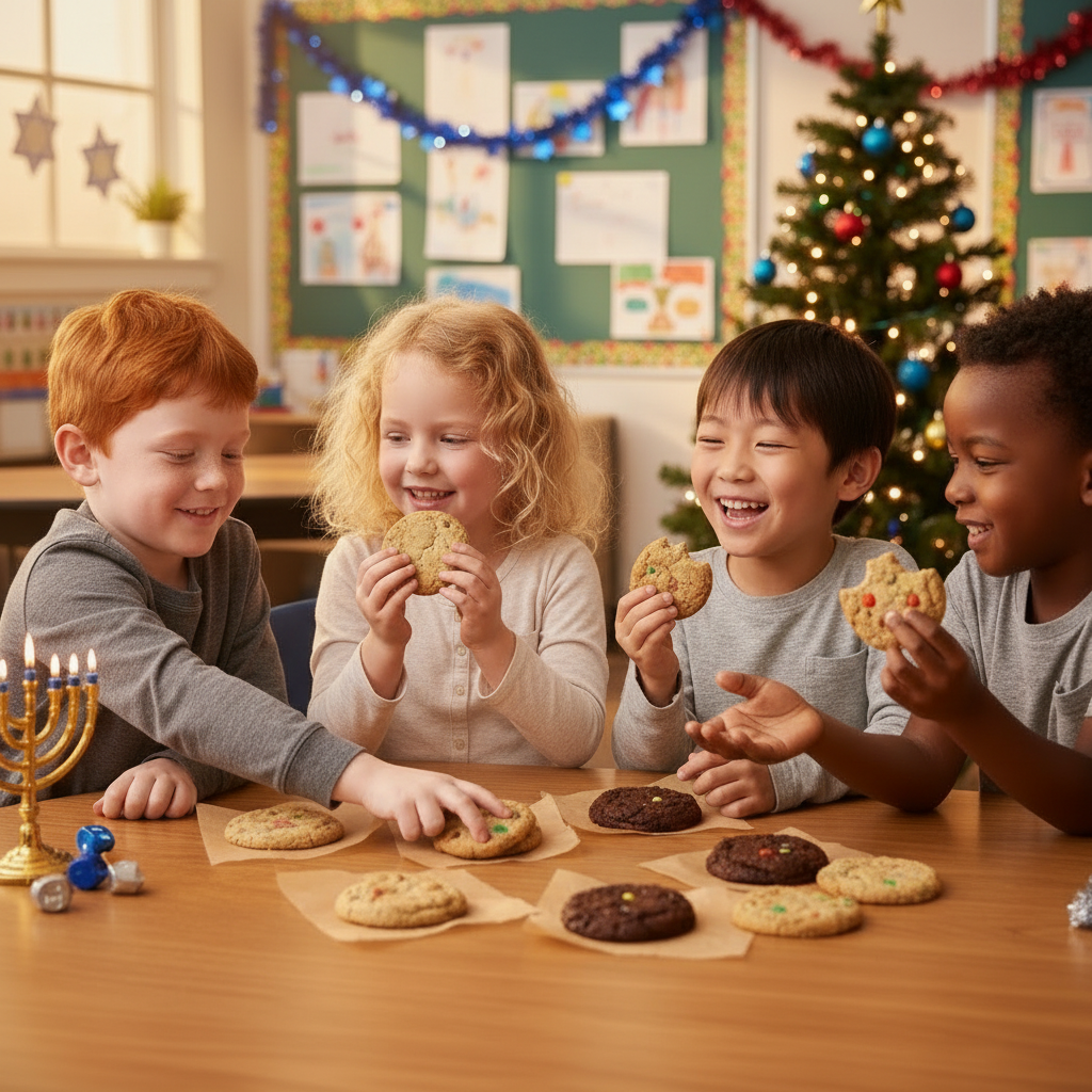 Diverse Children Enjoying Clean Cookie Bundle - Menorah Repositioned